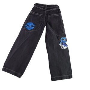 ALAB Pants Mens 31X32 Black Blue Denim Mega Wide Leg Baggy Rave Cyber Skater